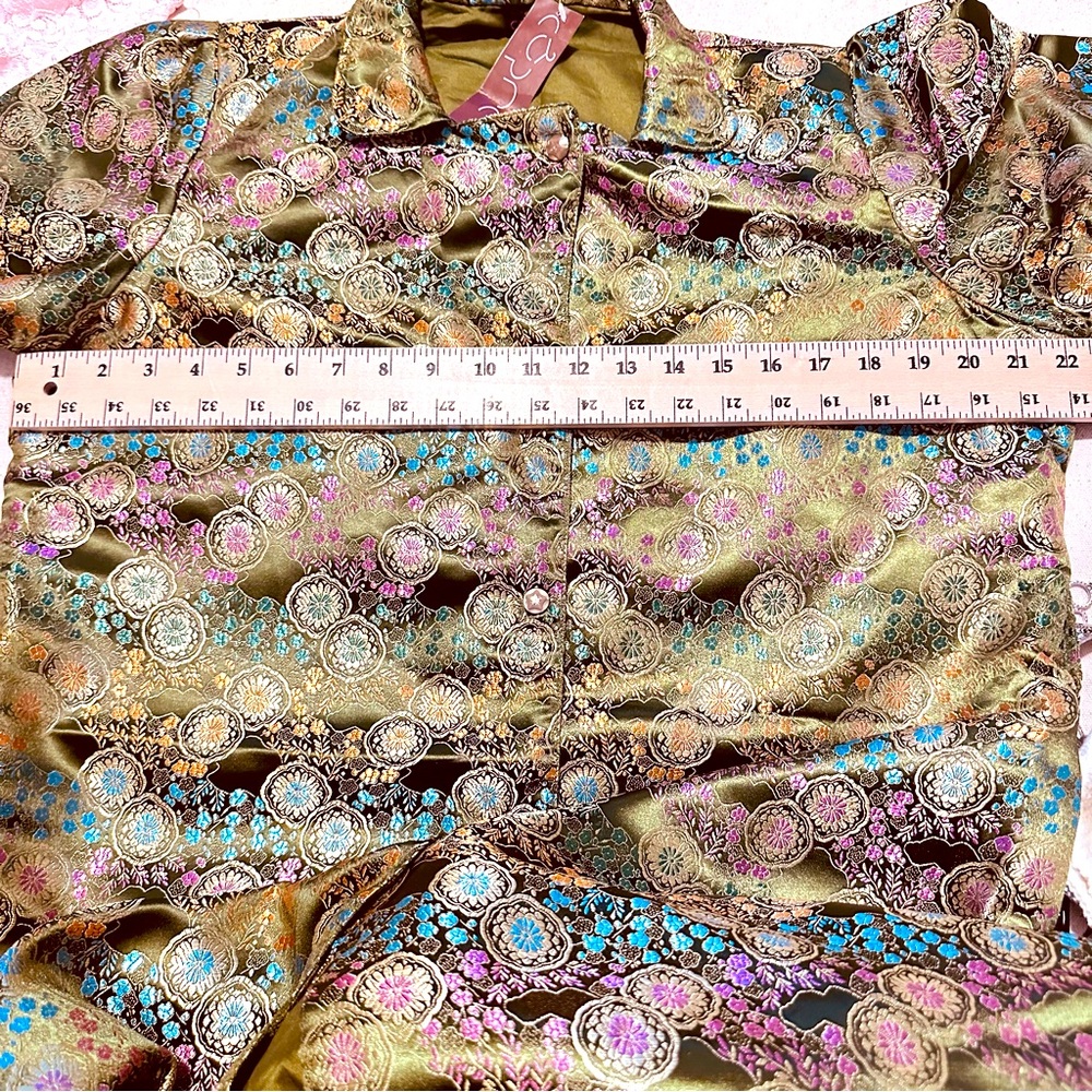 Vintage | Jacket | Vintage Peridot Green Floral Chinese Jacquard Jacket - Picture 5 of 12